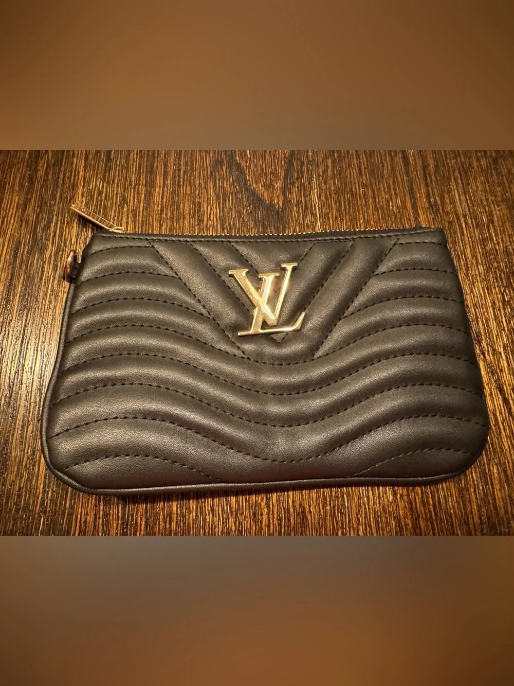 Black Quilted Leather Zip Pouch-Inspired